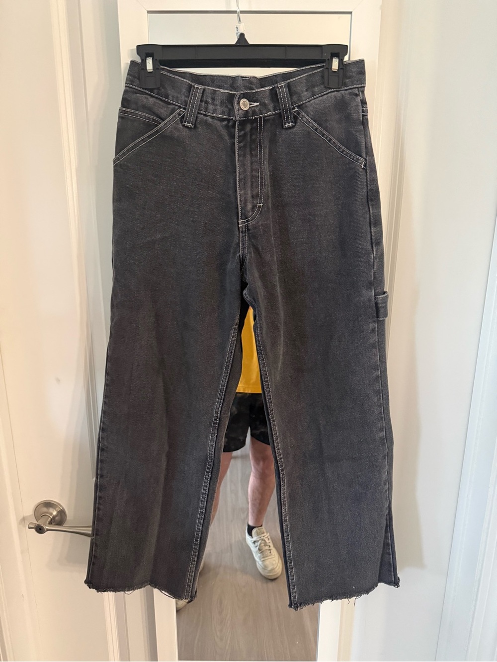 J. Galt Black Carpenter Jeans Size S High Rise Wide Leg Utility Y2K - Picture 2 of 5